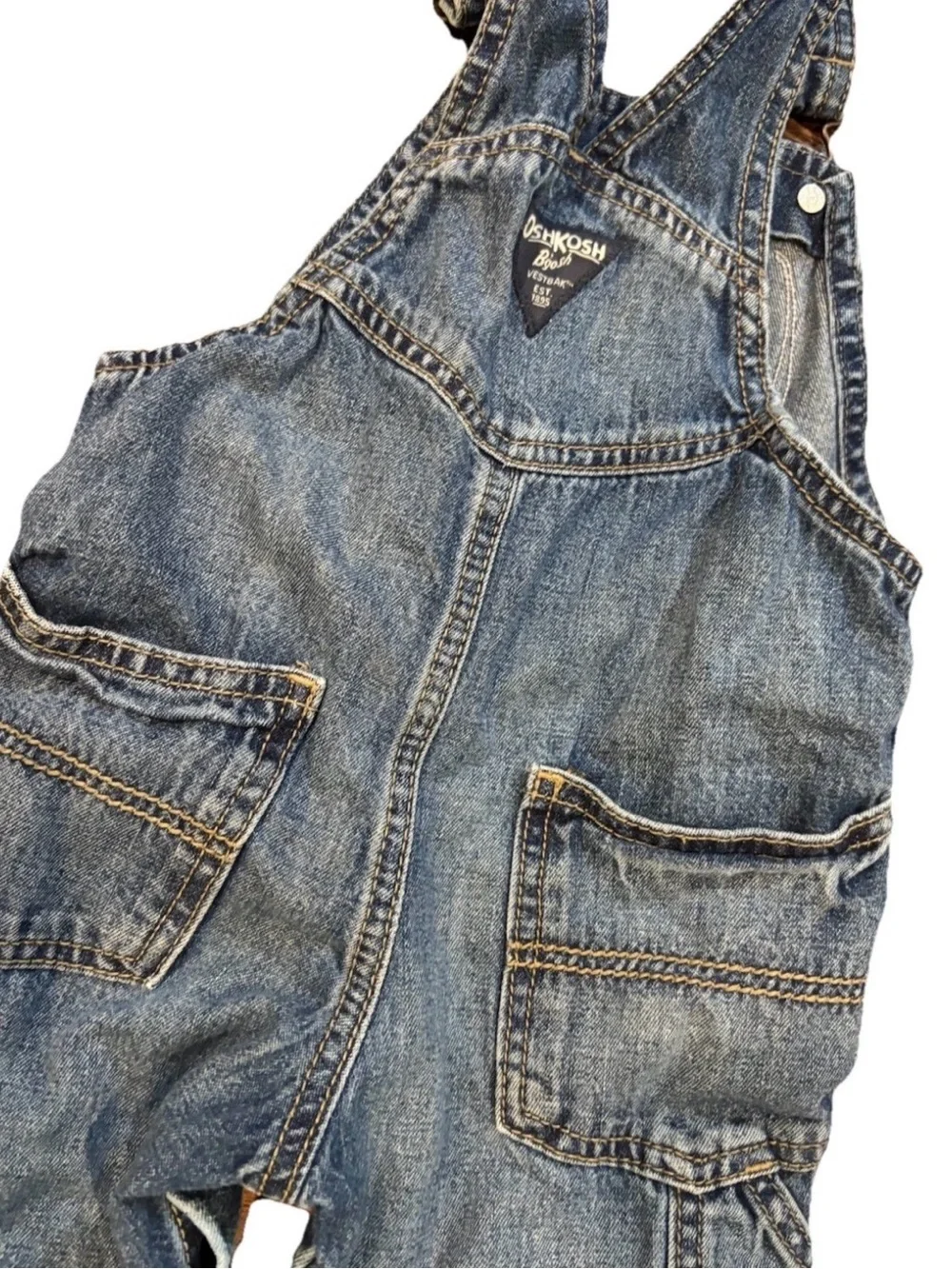 OshKosh B'gosh Washed Blue Denim Overalls with Logo
